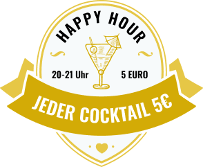 Happy Hour von 20 Uhr bis 21 Uhr - jeder Cocktail 5€